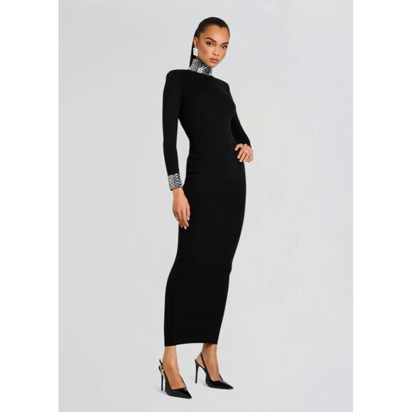 retrofete Monroe Knit Embellished Dress Black Womens Size Medium - Picture 3 of 16